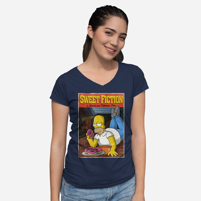 Sweet Fiction-womens v-neck tee-NMdesign