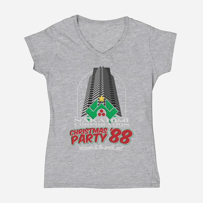 Nakatomi Christmas Party '88-womens v-neck tee-RoboMega