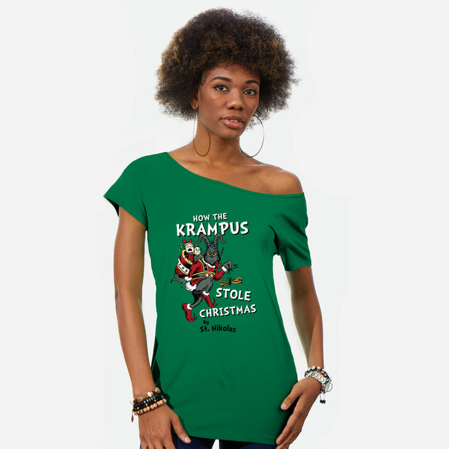 How The Krampus Stole Christmas-womens off shoulder tee-Nemons