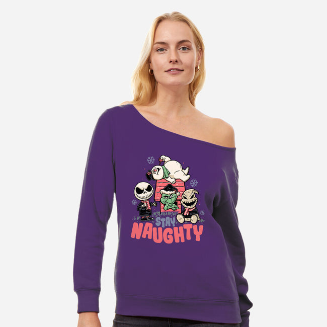Stay Naughty-womens off shoulder sweatshirt-momma_gorilla