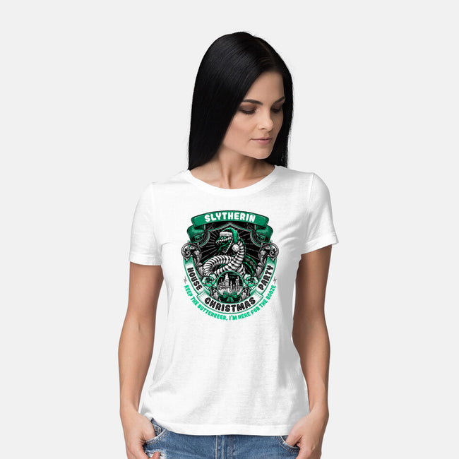 Holidays At The Slytherin House-womens basic tee-glitchygorilla