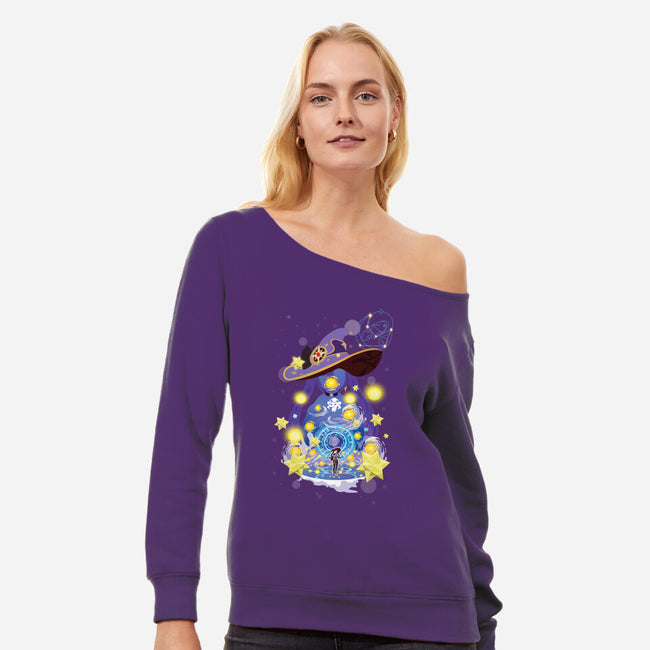 The Astrologer-womens off shoulder sweatshirt-SwensonaDesigns