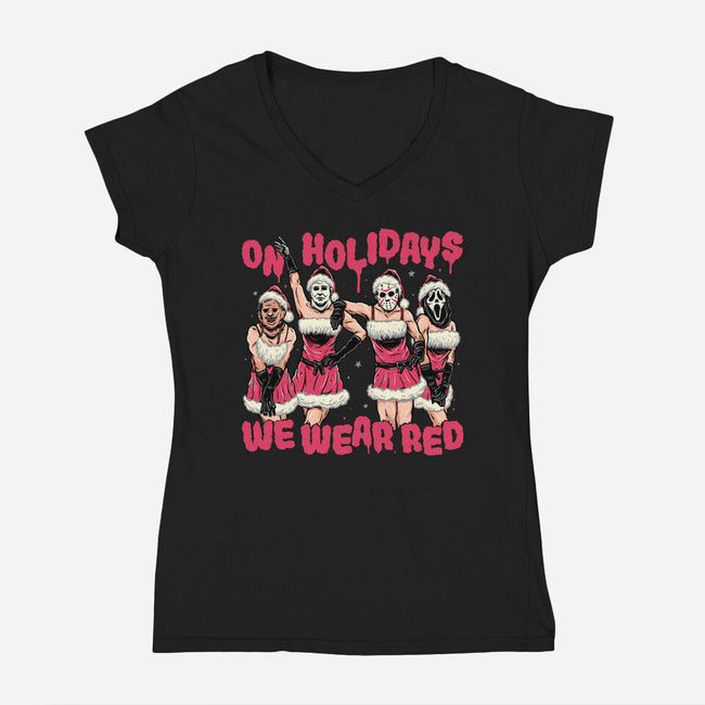 We Wear Red-womens v-neck tee-momma_gorilla
