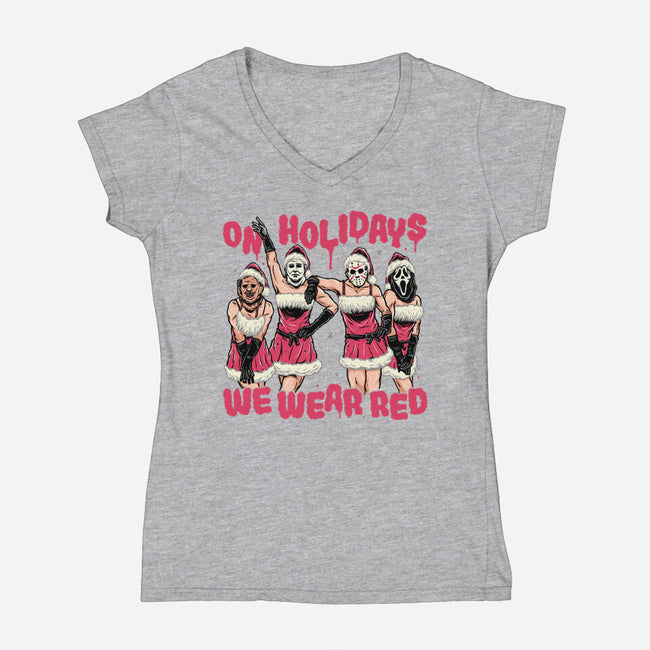 We Wear Red-womens v-neck tee-momma_gorilla