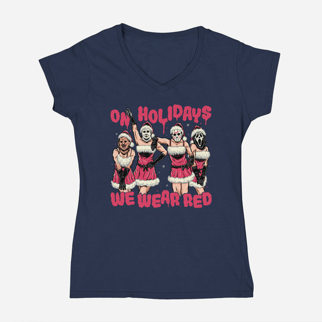 We Wear Red-womens v-neck tee-momma_gorilla