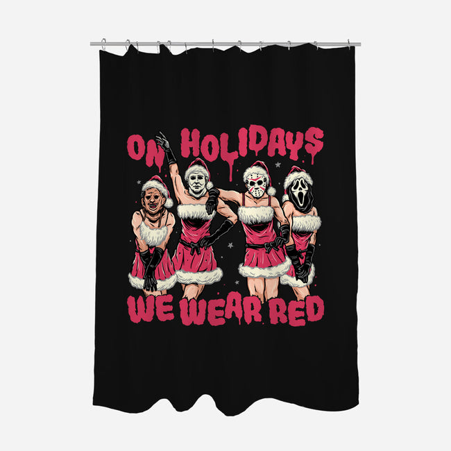 We Wear Red-none polyester shower curtain-momma_gorilla