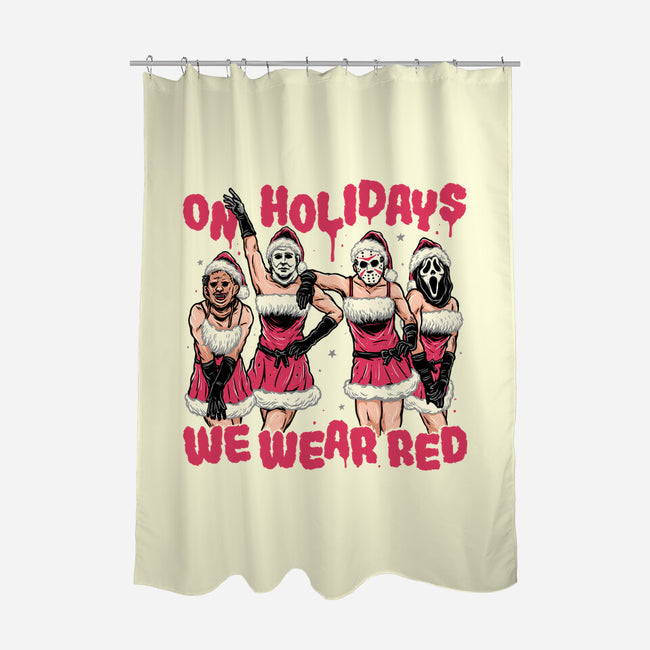 We Wear Red-none polyester shower curtain-momma_gorilla