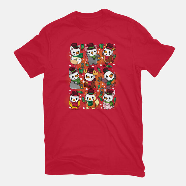 Snowman Animals-womens fitted tee-Vallina84
