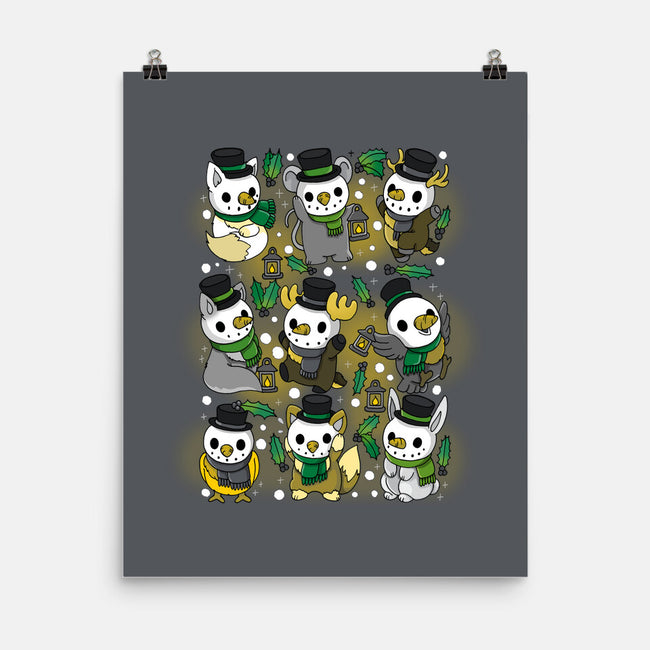 Snowman Animals-none matte poster-Vallina84