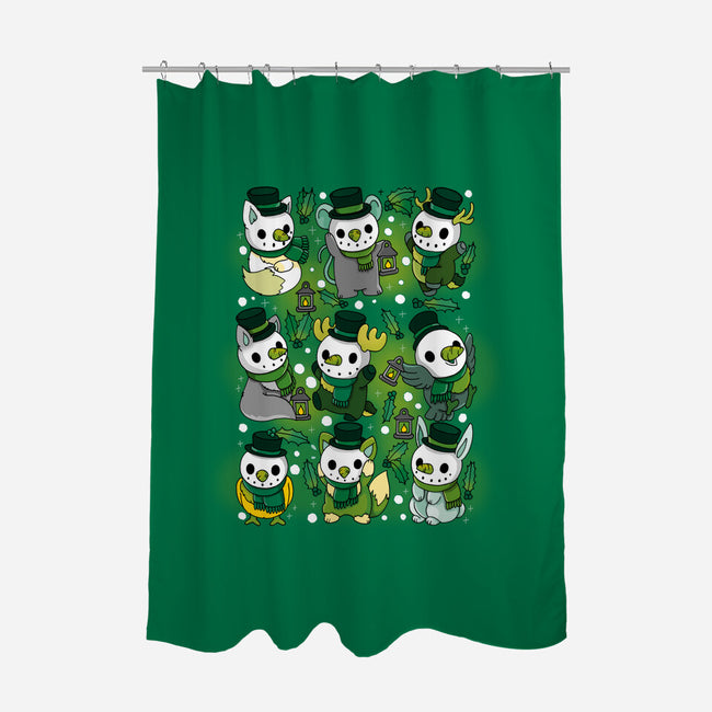 Snowman Animals-none polyester shower curtain-Vallina84