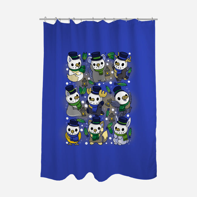 Snowman Animals-none polyester shower curtain-Vallina84