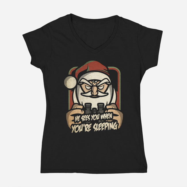Creepy Santa-womens v-neck tee-jrberger