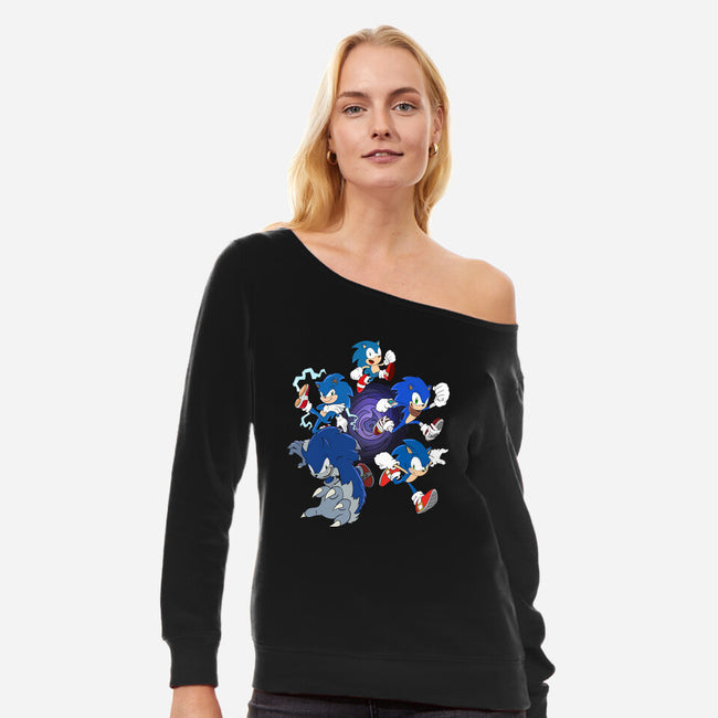 Hedgehog Dimensions-womens off shoulder sweatshirt-amorias