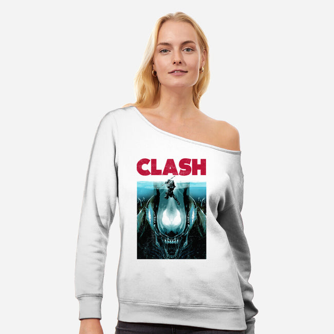 Clash-womens off shoulder sweatshirt-clingcling