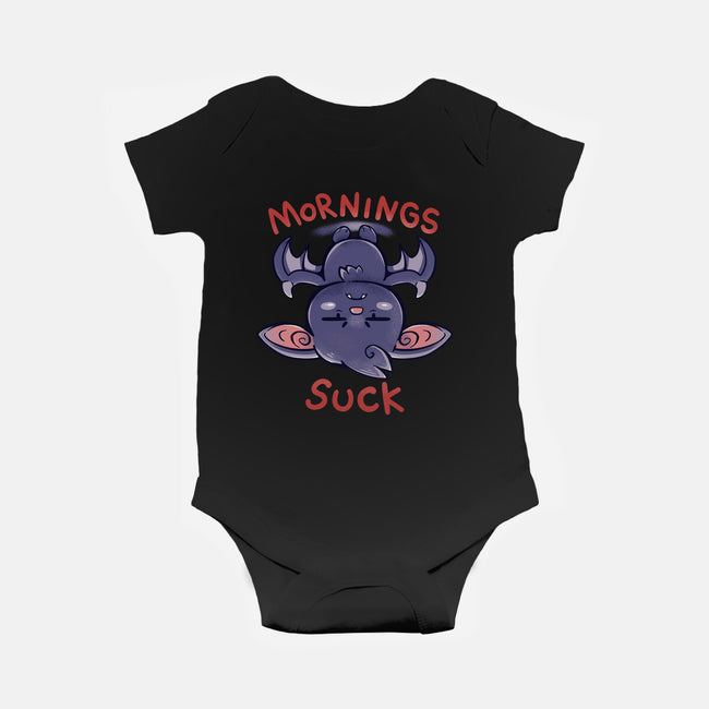 Mornings Suck Bat-baby basic onesie-TechraNova