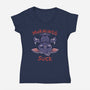 Mornings Suck Bat-womens v-neck tee-TechraNova