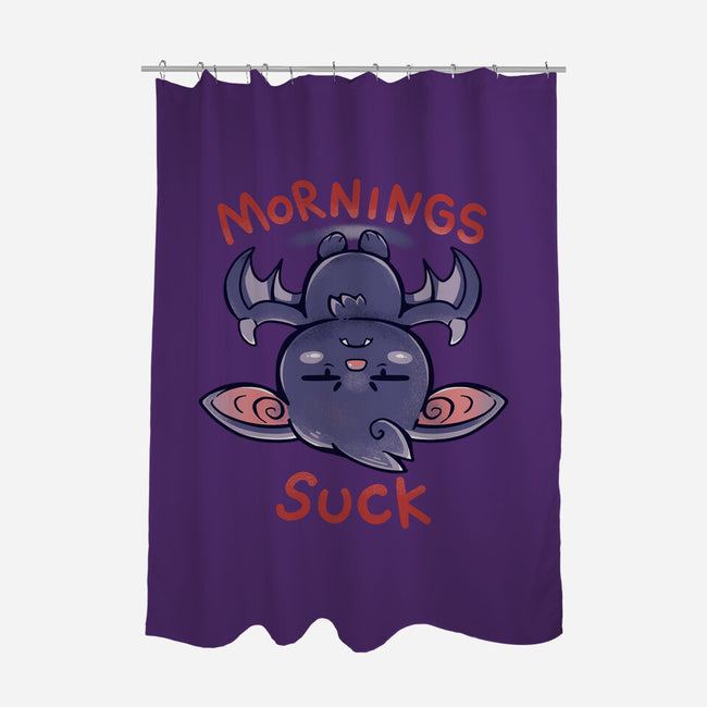 Mornings Suck Bat-none polyester shower curtain-TechraNova