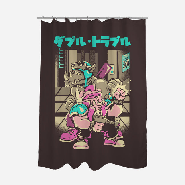 Trouble In Double-none polyester shower curtain-Sketchdemao