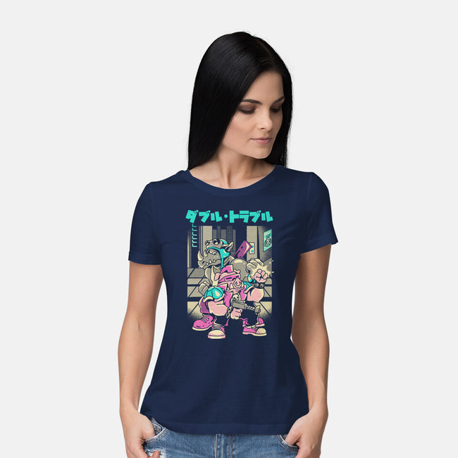 Trouble In Double-womens basic tee-Sketchdemao