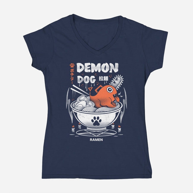 Demon Dog Ramen-womens v-neck tee-Logozaste