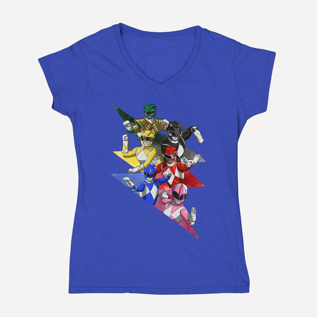 Rangers Pose-womens v-neck tee-nickzzarto