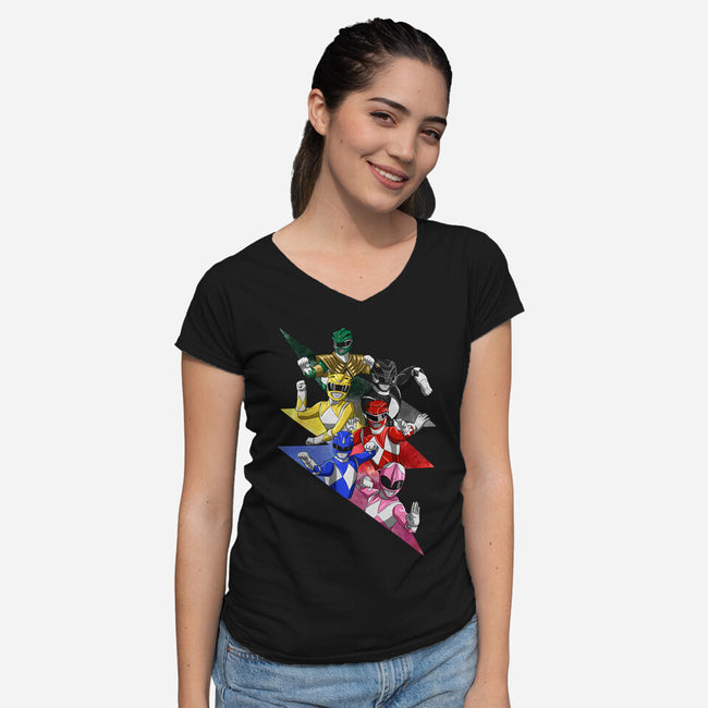 Rangers Pose-womens v-neck tee-nickzzarto