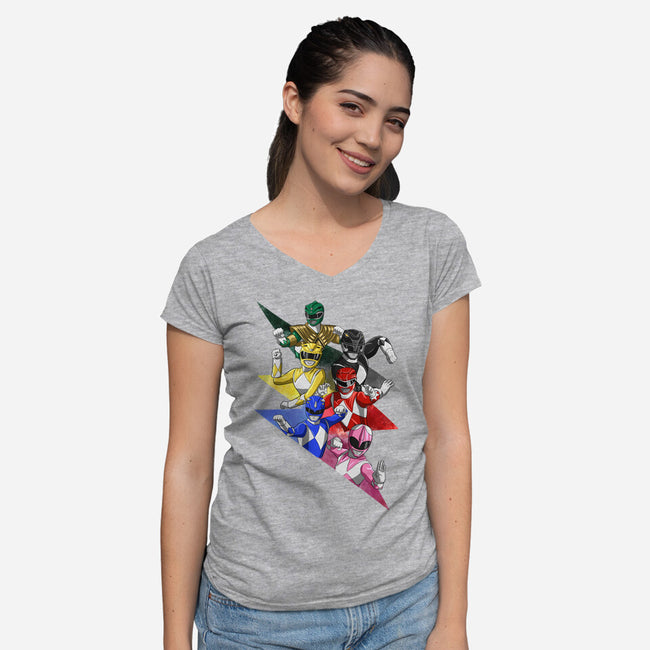 Rangers Pose-womens v-neck tee-nickzzarto