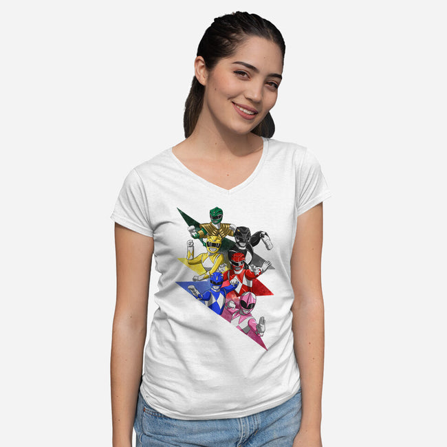 Rangers Pose-womens v-neck tee-nickzzarto