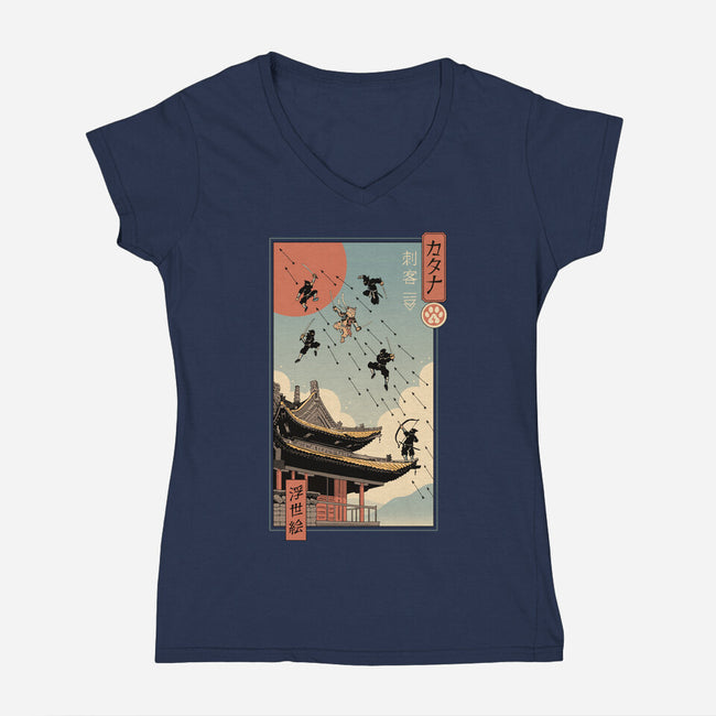 Catana Fight In Edo-womens v-neck tee-vp021