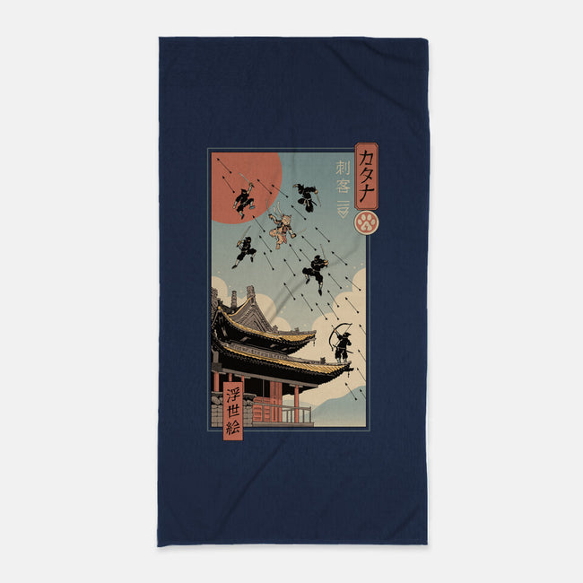 Catana Fight In Edo-none beach towel-vp021