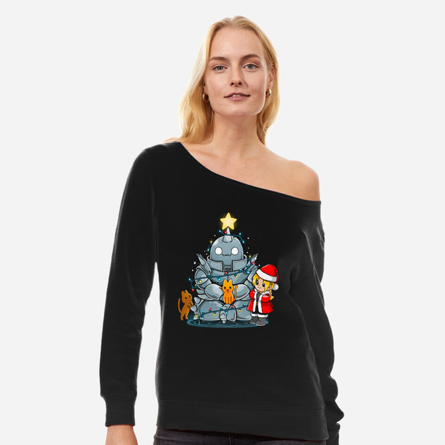 A Metal Christmas-womens off shoulder sweatshirt-Vallina84