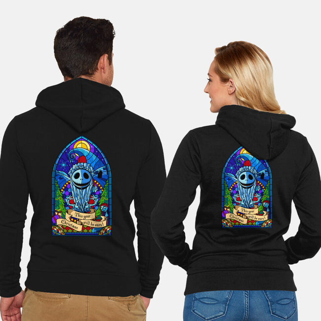 Stained Glass X-Mas-unisex zip-up sweatshirt-daobiwan