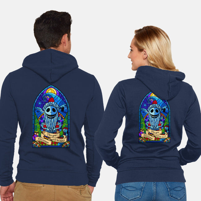 Stained Glass X-Mas-unisex zip-up sweatshirt-daobiwan