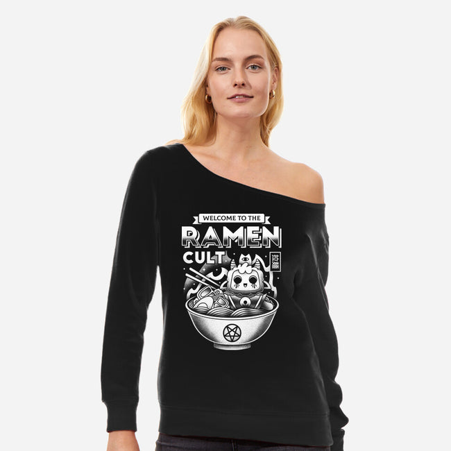 Lamb Ramen Cult-womens off shoulder sweatshirt-Logozaste
