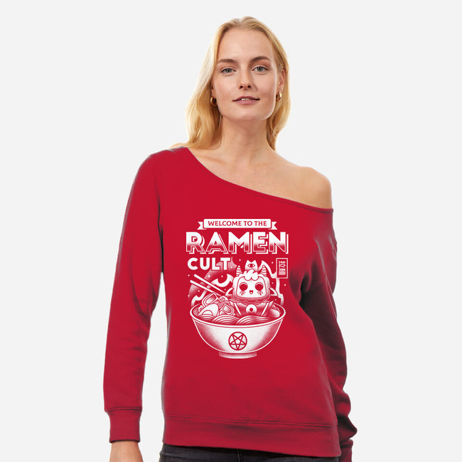 Lamb Ramen Cult-womens off shoulder sweatshirt-Logozaste