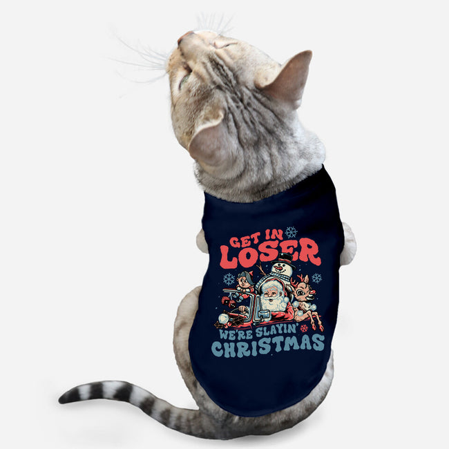 Slayin' Christmas-cat basic pet tank-momma_gorilla