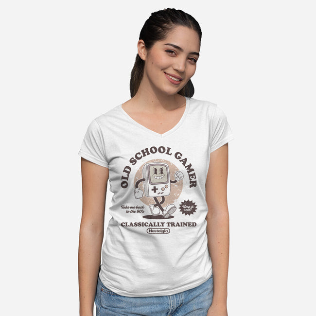 Nostalgic Boy-womens v-neck tee-retrodivision