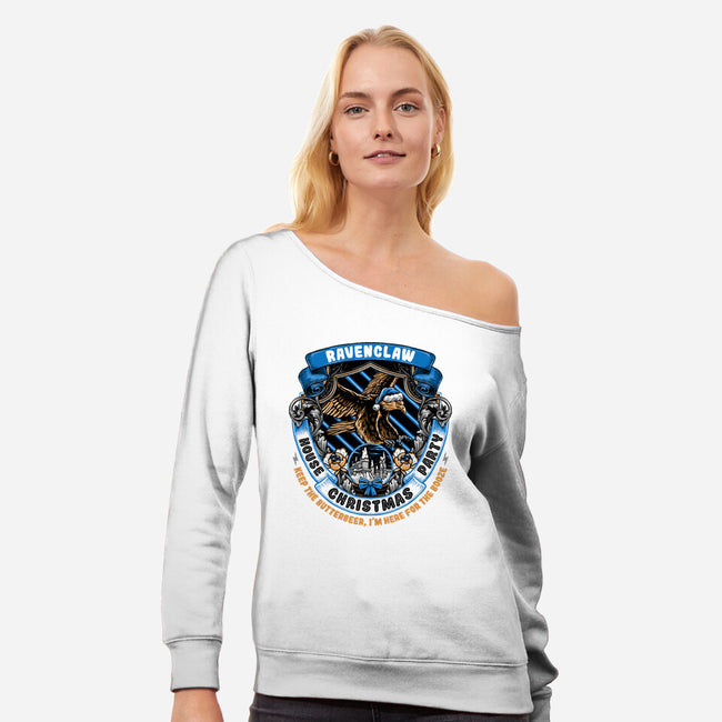 Holidays At The Ravenclaw House-womens off shoulder sweatshirt-glitchygorilla