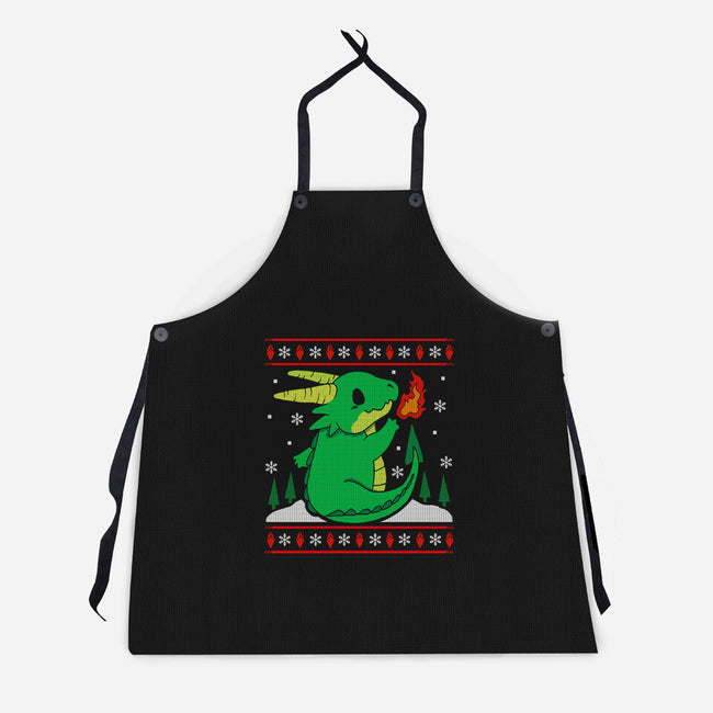 Ugly Dragon Christmas-unisex kitchen apron-Vallina84
