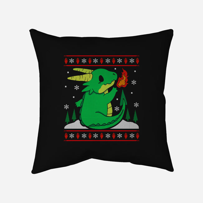 Ugly Dragon Christmas-none removable cover w insert throw pillow-Vallina84