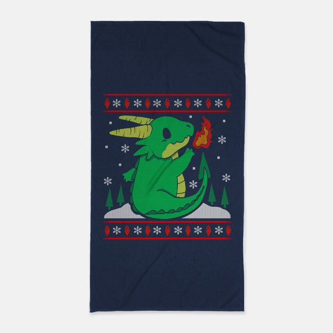 Ugly Dragon Christmas-none beach towel-Vallina84
