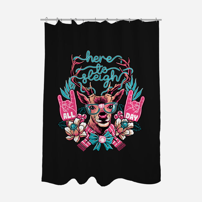 Here To Sleigh-none polyester shower curtain-momma_gorilla