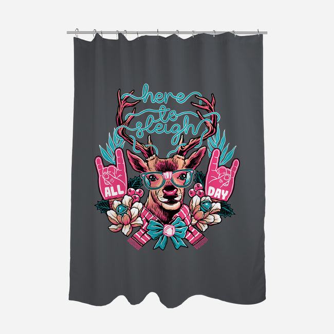 Here To Sleigh-none polyester shower curtain-momma_gorilla