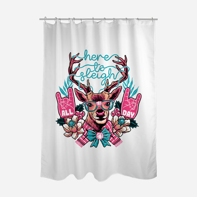 Here To Sleigh-none polyester shower curtain-momma_gorilla