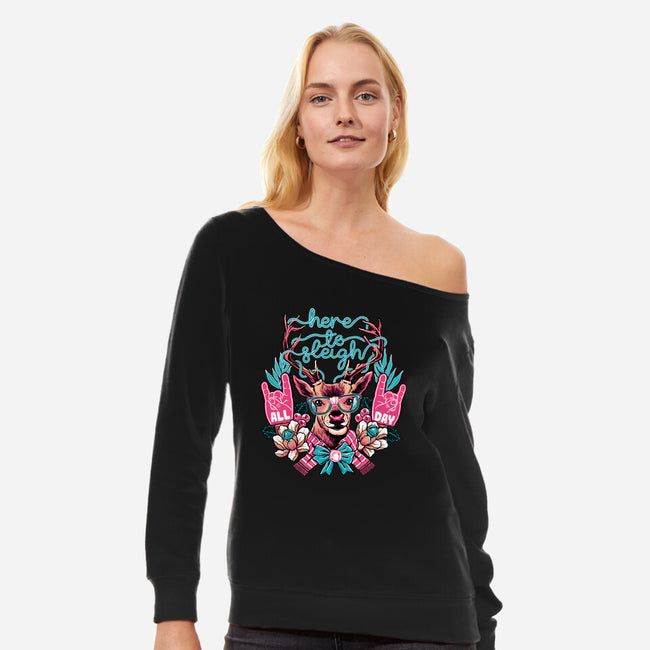 Here To Sleigh-womens off shoulder sweatshirt-momma_gorilla