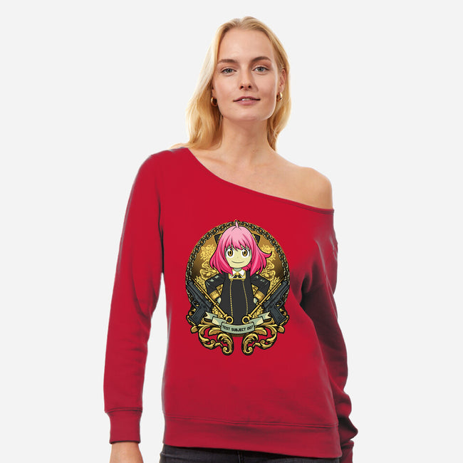 Anya-womens off shoulder sweatshirt-Astrobot Invention