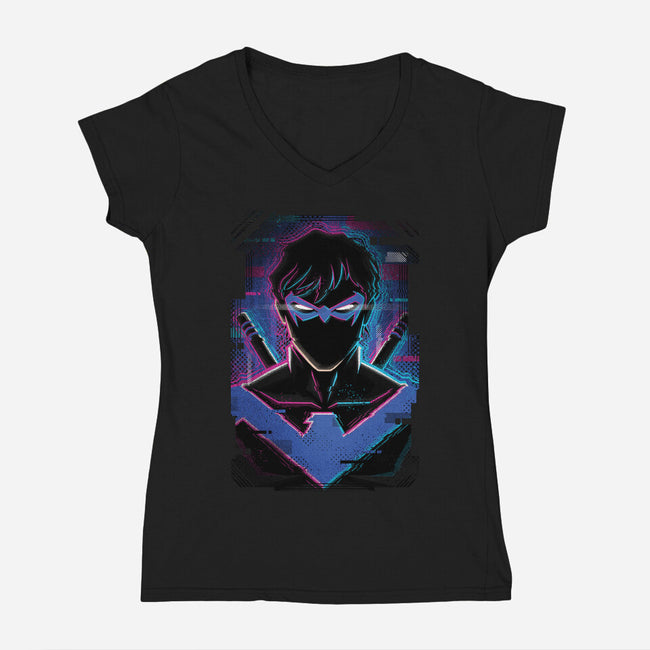 Nightwing Glitch-womens v-neck tee-danielmorris1993
