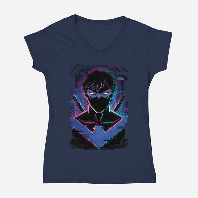 Nightwing Glitch-womens v-neck tee-danielmorris1993