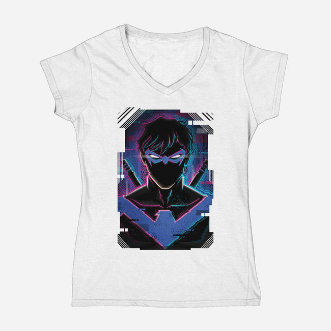 Nightwing Glitch-womens v-neck tee-danielmorris1993