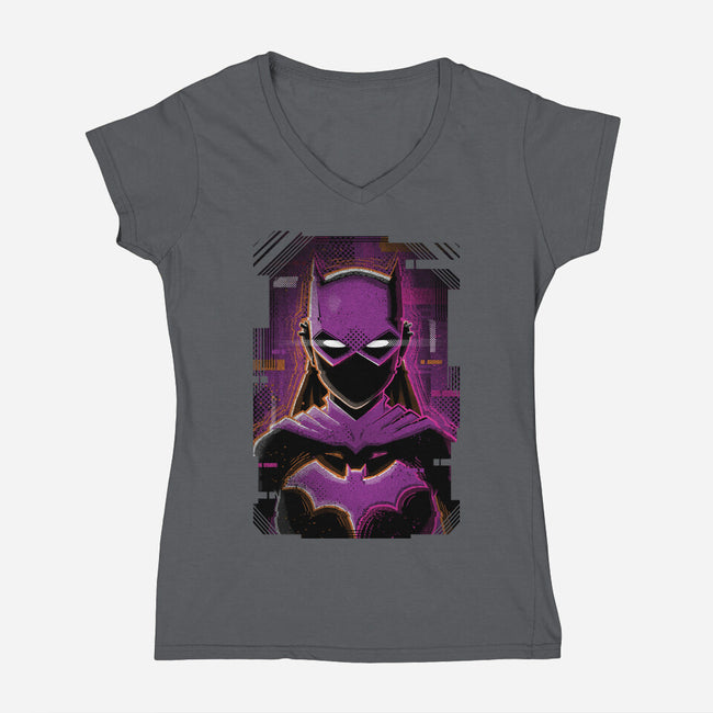 Batgirl Glitch-womens v-neck tee-danielmorris1993